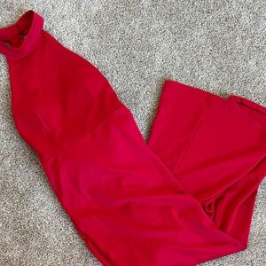 Elegant Red Halter Jumpsuit